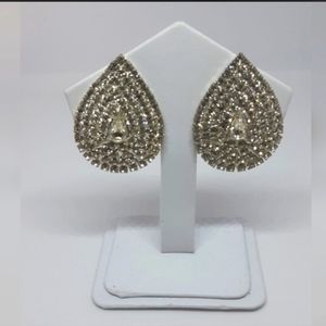 Czech Rhinestone Teardrop Stud Earrings
